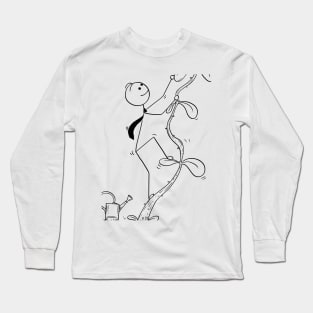 Climbing Stick Person Coffee Cup Long Sleeve T-Shirt